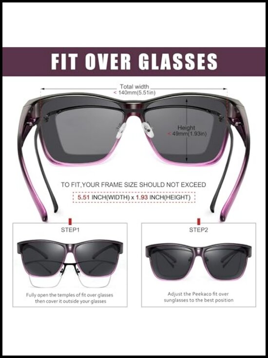 Oversized Square Polarized Sunglasses Fit Over Glasses UV400 Protection TR90 main image 6